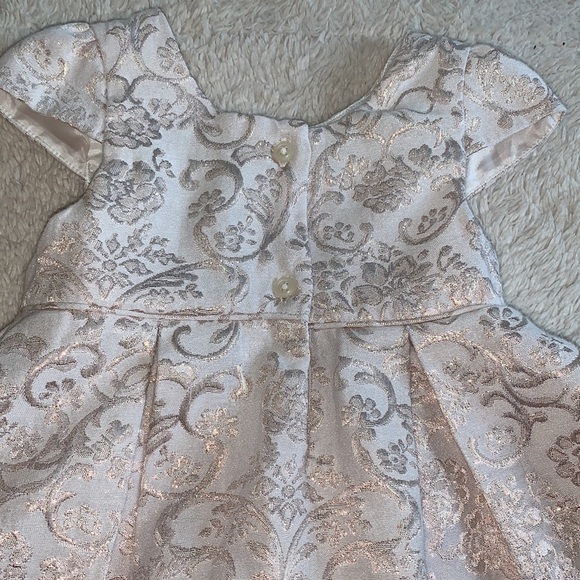 Janie and Jack Floral Jacquard Dress Pink/Rose Gold Dress EUC 6-12M - Picture 16 of 17